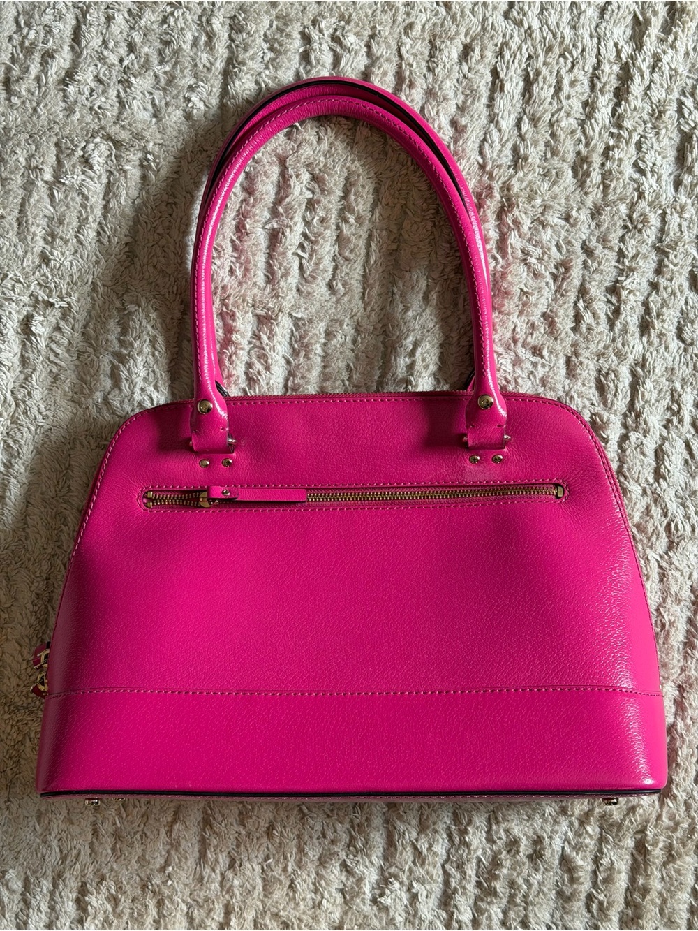 NWOT Kate Spade Hot Pink Pebbled Leather Dome Satchel - Picture 3 of 14